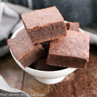 Palm Beach Mocha Brownies in a white bowl | When chocolate and coffee collide in a sublime brownie!