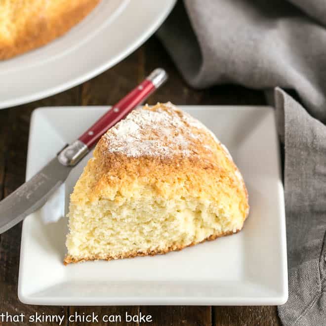 Slice of Irish Soda bread on a square white plate