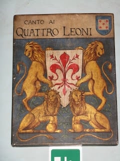Quattro Leoni sign above the door Quattro Leoni sign, Florennce Italy