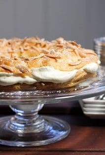 Paris brest on a glass pedestal