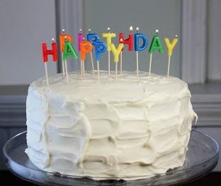 Birthday Cake topped with colorful candles