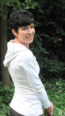 Me modeling white workout jacket