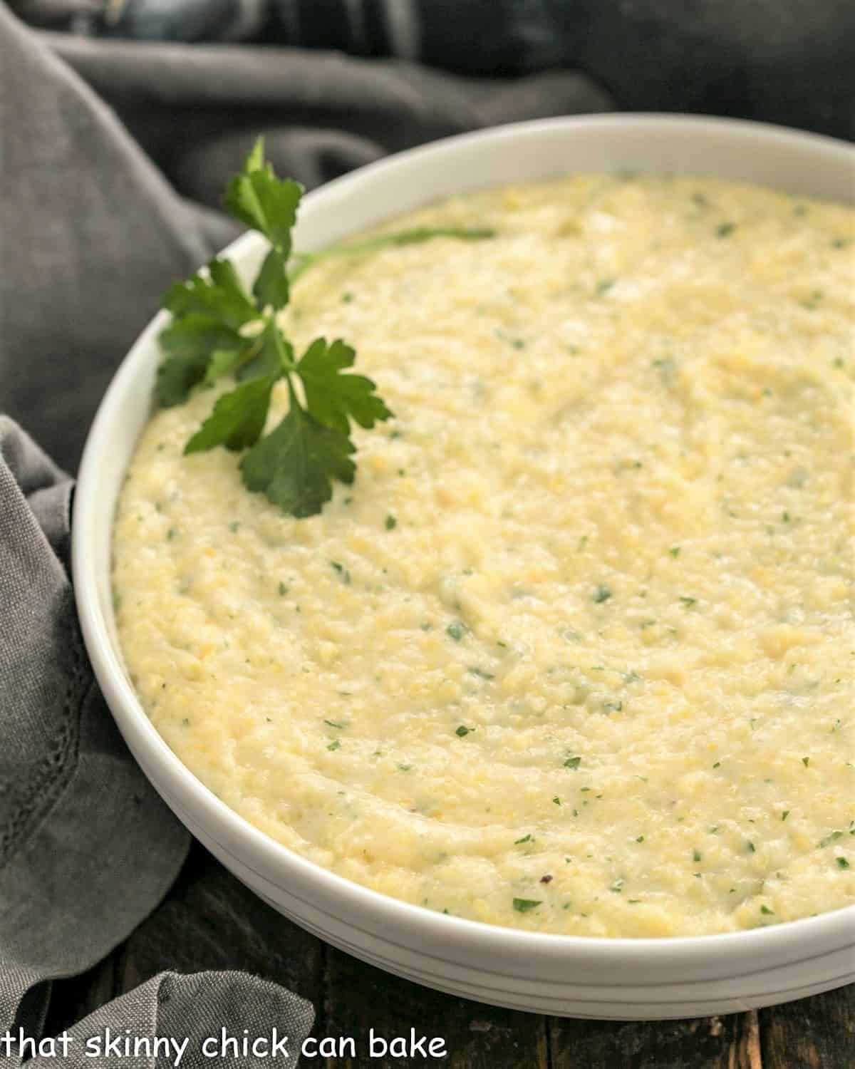Overhead view of Parnesan Polenta.