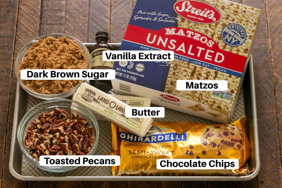 Matzo Crack Ingredients with labels.