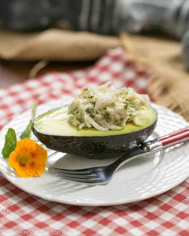 Crab Avocado Ravioli on a white plate