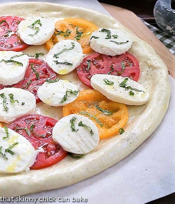 Pizza Margherita ready for the oven