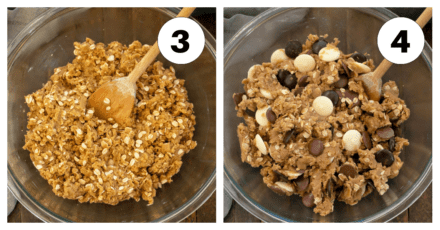 Oatmeal cookies process shots 3, 4.