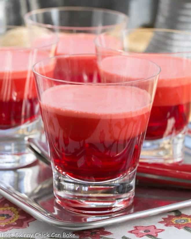 Close up of 123 Jello on a silver tray.