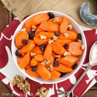 Orange Glazed Carrots | Carrots with a sweet orange glaze, walnuts and dried cranberries
