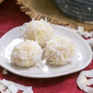 Coconut White Chocolate Truffles | An easy, decadent 4 ingredient recipe! Perfect for gifts!