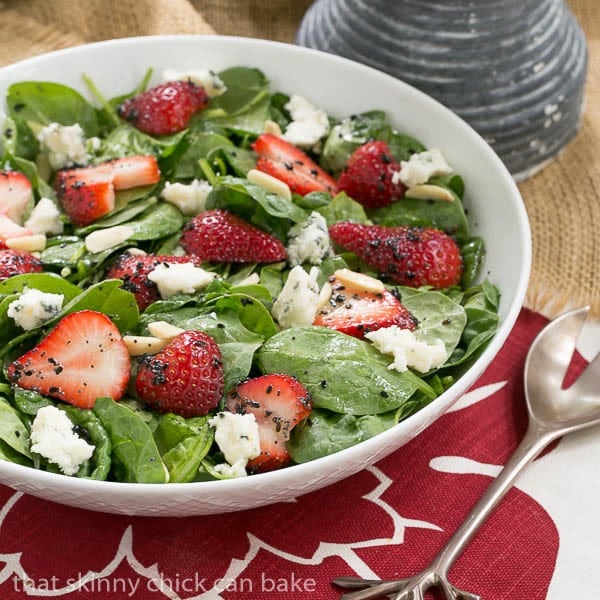 Spinach Strawberry Salad - summer salad with spinach, berries, blue cheese and almonds Spinach Strawberry Salad | summer salad with spinach, berries, blue cheese and almonds.