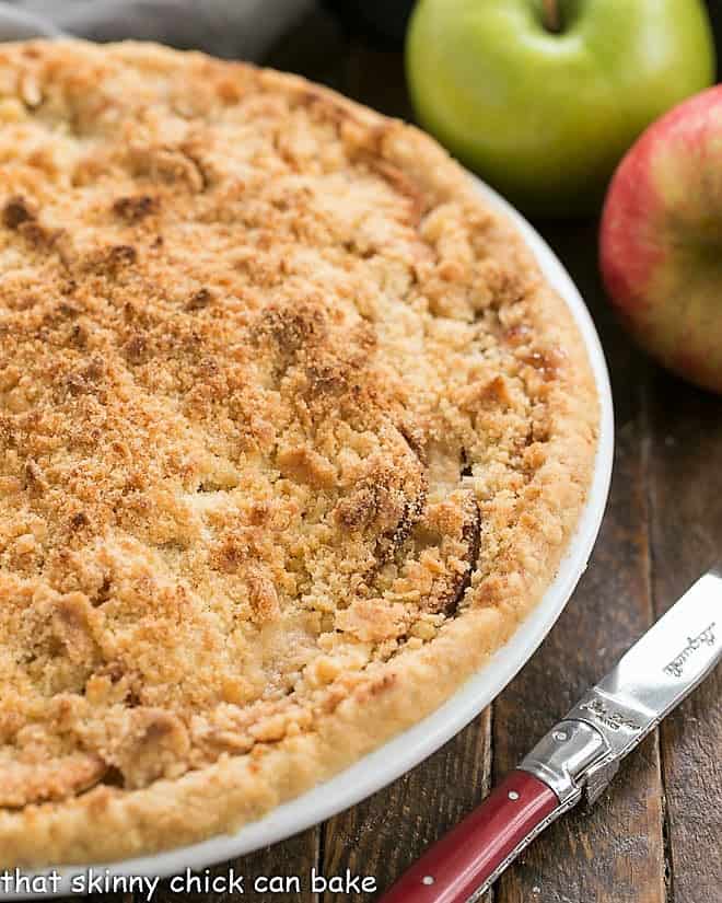 Partial overhead view of Dutch Apple Pie.
