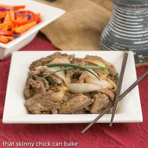 Beef Bulgogi | Korean beef stir fry flavored beautifully with soy, fresh ginger and garlic!