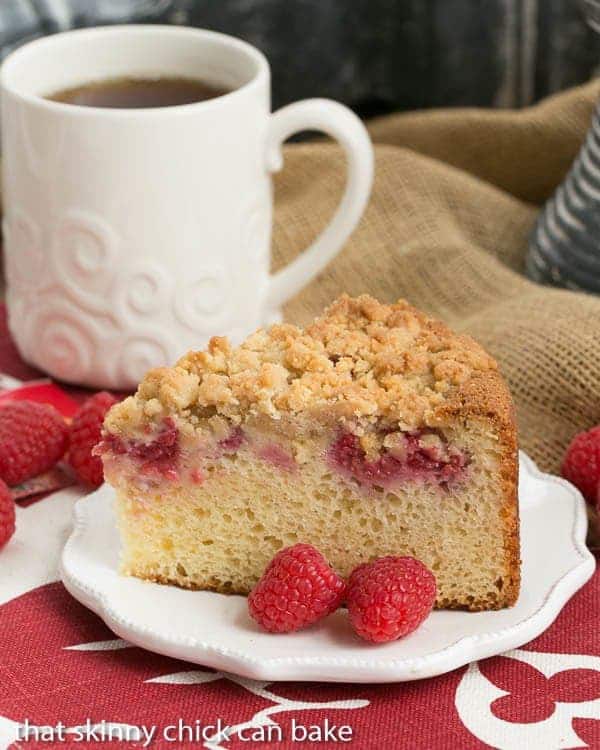 Raspberry Coffee Cake | With a sour cream base, loads of fresh berries and a streusel topping, you'll fall hard for this brunch treat!