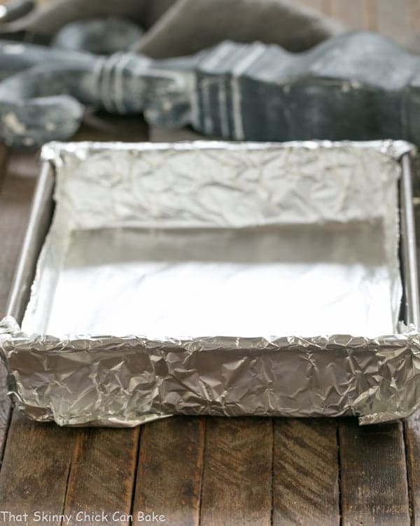 Pan lined with non-stick foil.