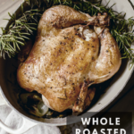 whole roasted chicken in the oven