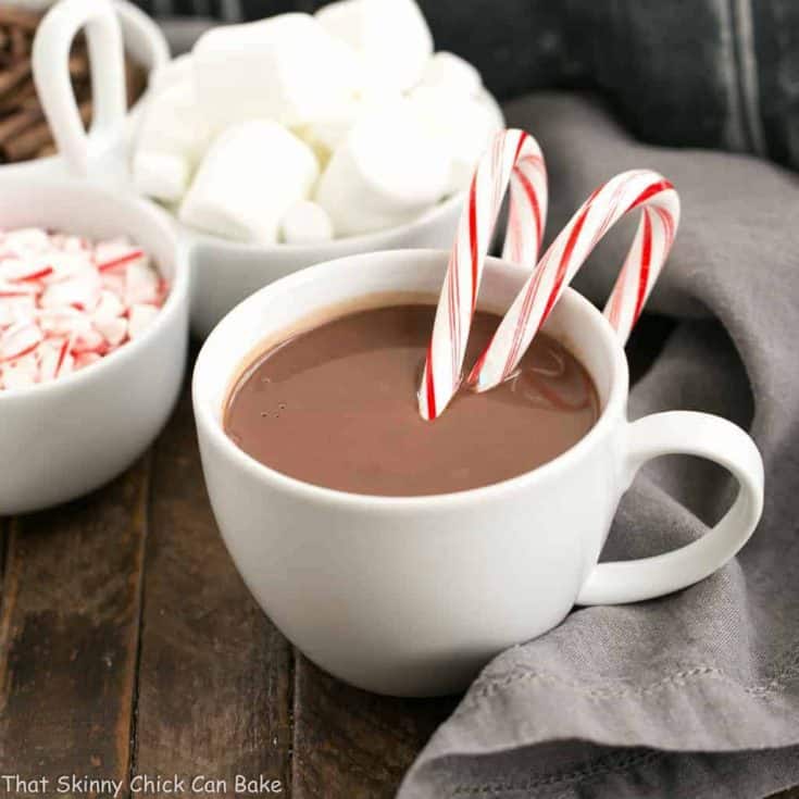 Easy Peppermint Hot Chocolate | Rich, silky cocoa with a peppermint twist!