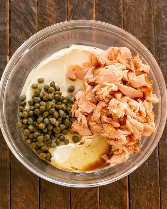Smoked salmon and capers added to dip base.