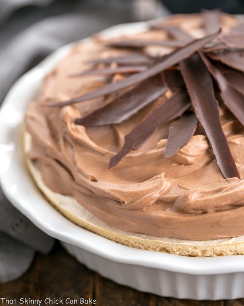 Chocolate Velvet Pie in pie plate.