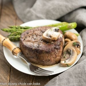 Mushroom Topped Pepper Steak for Two