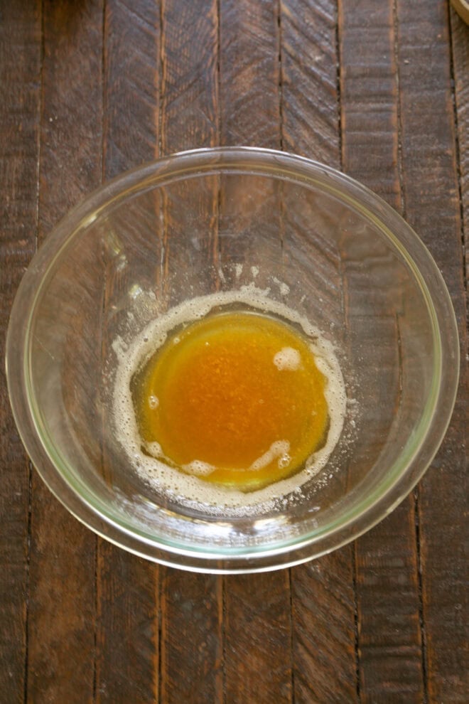 Brown butter in mixing bowl.