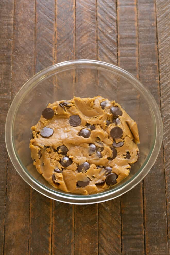 Chocolate added to dough.