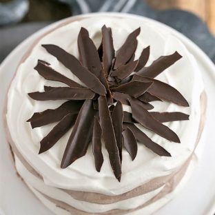 Overhead view of Layered Chocolate Meringue Cake