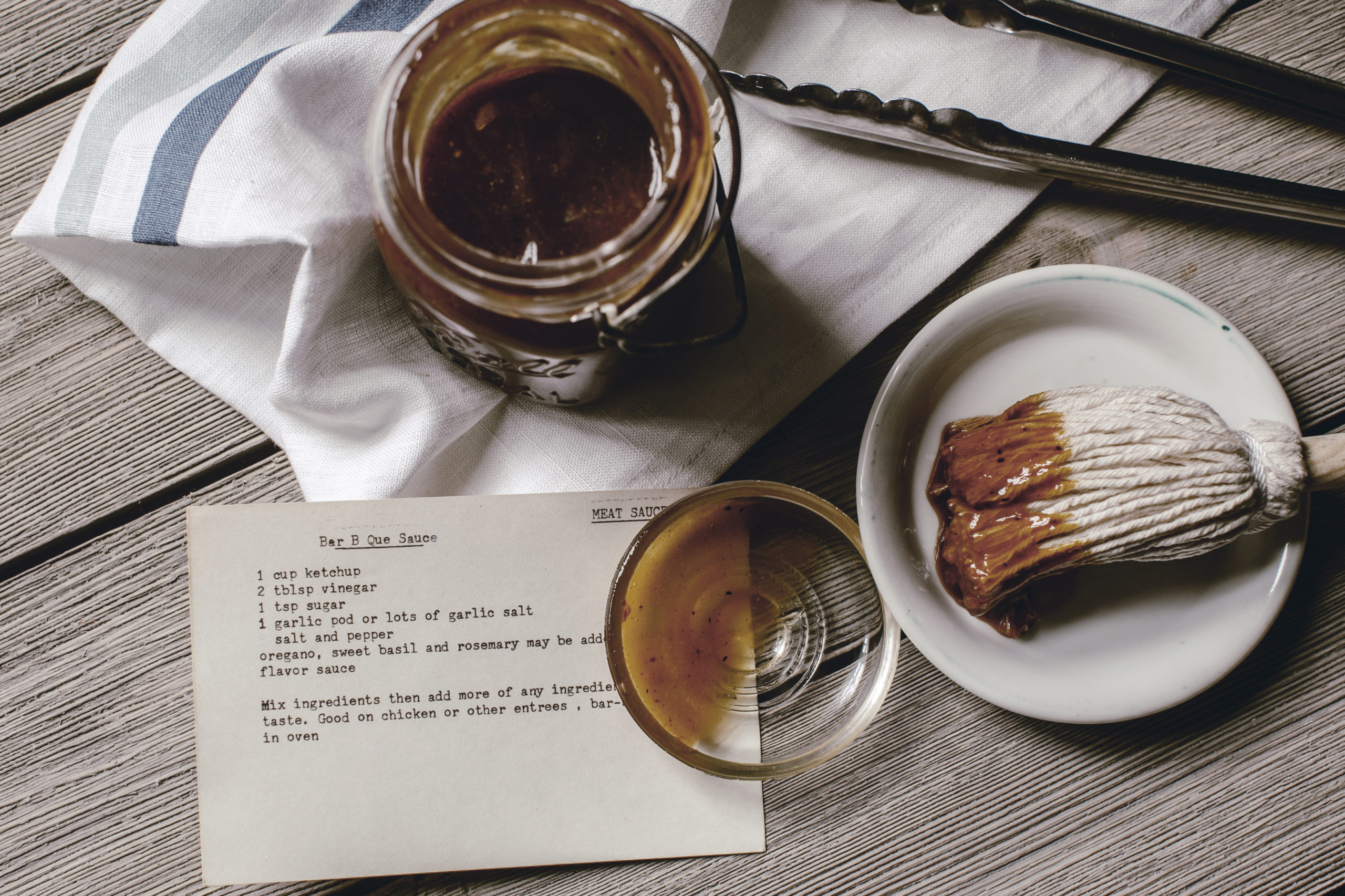 family recipe card for bbq sauce