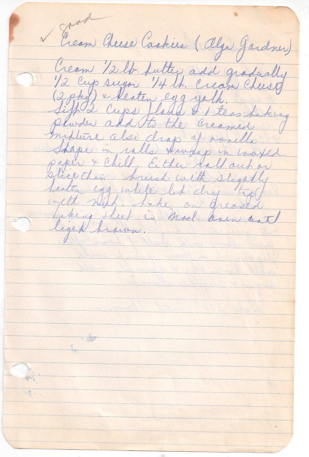 CROPCream Cheese Cookies Olga Mom's handwriting