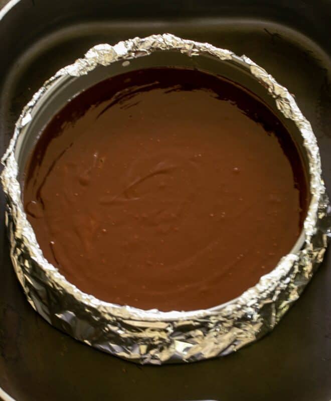 Batter poured into a foil wrapped pan.