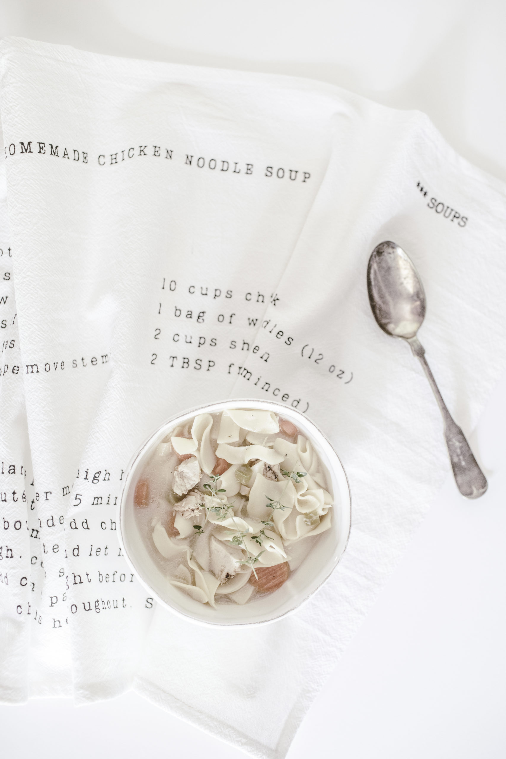 chicken noodle soup recipe tea towel