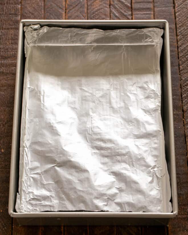 Pan lined with foil.