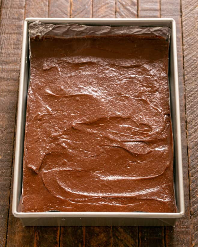 Spread batter in prepared pan.