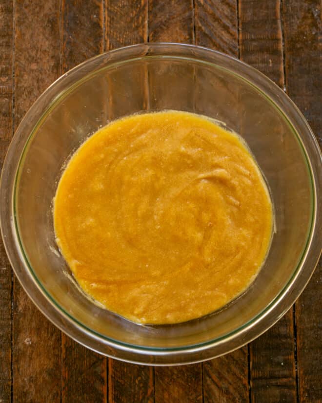 Eggs added to dough.