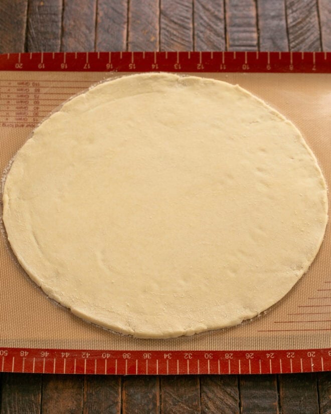 Apple Galette crust rolled out on a Silpat.